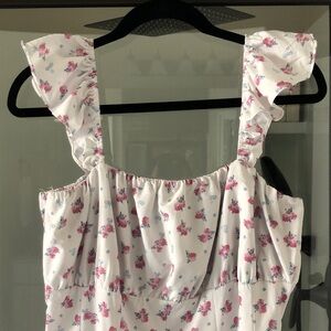 Princess Polly White Dress with Pink Floral Detail Cottagecore coquette 10